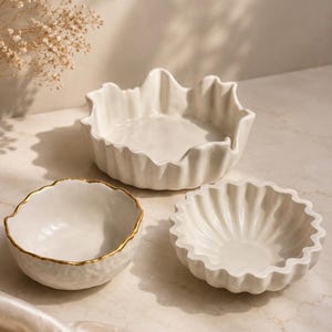 Keramik-Schmuckschale, Rüschenschüssel, Schmuckschale, Waschtisch, Catchall-Schüssel, Ringhalter, Makeup-Organizer, dekorative Schüsseldekor