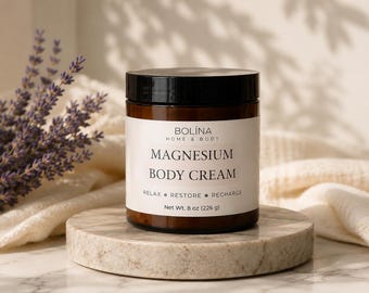 Magnesium bodycrème voor slaap en ontspanning | Spierontspannende lotion | Kalmerende magnesiumcrème | Stressverlichtende bodylotion | Cadeau voor zelfverzorging
