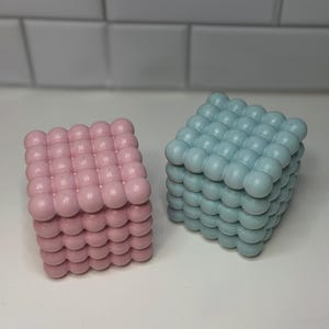 Bubble cube storage Jar with lid Bathroom organizer Candle Vessel Round Container jewelry tray trinket holder box home decor concrete ribbed