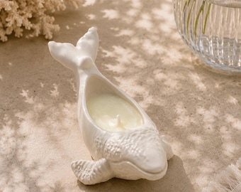 Whale Candle Holder, Whale Jewelry Dish, Coastal Whale Decor, Ocean Trinket Tray, Beach House Decor, Nautical Gift, Whale Nursery Decor