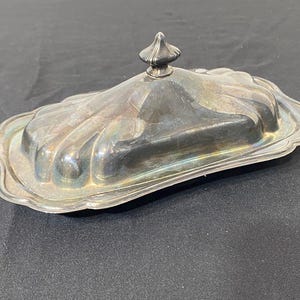 19 cm große versilberte Butterdose von Newport Gorham YB18