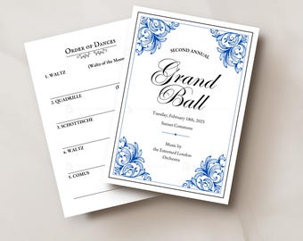 Ball Dance Card Template Vintage Masquerade Ball Dance Card Classic