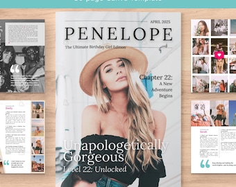 Custom Magazine Template, Personalized Birthday Girl Magazine for Friend, Sister, Unique Gift Idea for Girlfriend, DIY Editable in Canva