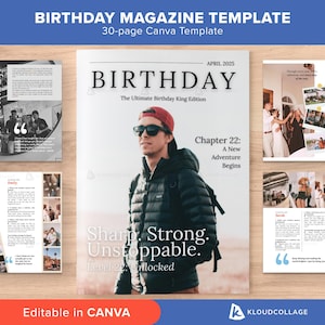 Customizable Magazine Template, DIY Personalized Birthday Magazine for Friend, Brother, Unique Gift Idea for Boyfriend, Editable in Canva
