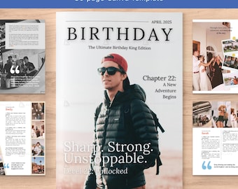 Customizable Magazine Template, DIY Personalized Birthday Magazine for Friend, Brother, Unique Gift Idea for Boyfriend, Editable in Canva