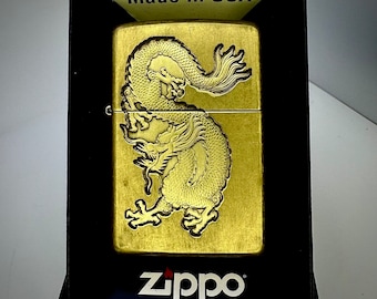 Japanese Dragon Zippo Lighter, Custom Engraved Flip Lighter