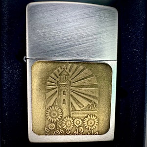 Accendino Zippo Lighthouse Beach, accendino personalizzato per lei e per lui, Zippo personalizzato, accendino vintage, accendino Flip, regali per fumatori