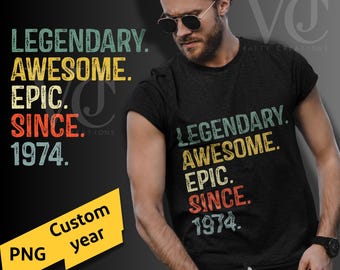 Personalized "Legendary Epic Since [Year]" PNG: Vintage Design