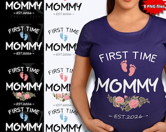 First Time Mommy est 2026 Pregnancy Announcement - Digital PNG Bundle
