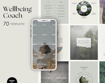 WellBeing Coach Instagram Templates: Holistic Social Media (Canva)