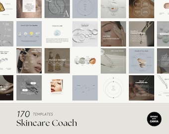 Skincare Instagram Template Bundle: Esthetician Social Media (Canva Editable)