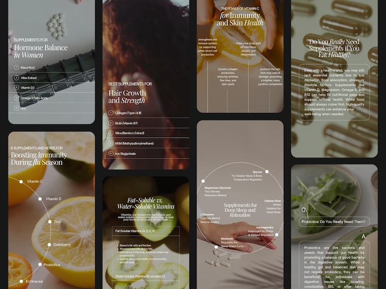 Supplements and Vitamins Instagram Templates, Functional Medicine Post, Health and Wellness Coaches, Nutritionist Social Media Stories