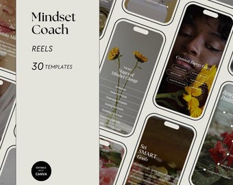 Mindset Coach Instagram Reels Templates: Wellness & Confidence (Canva Editable)