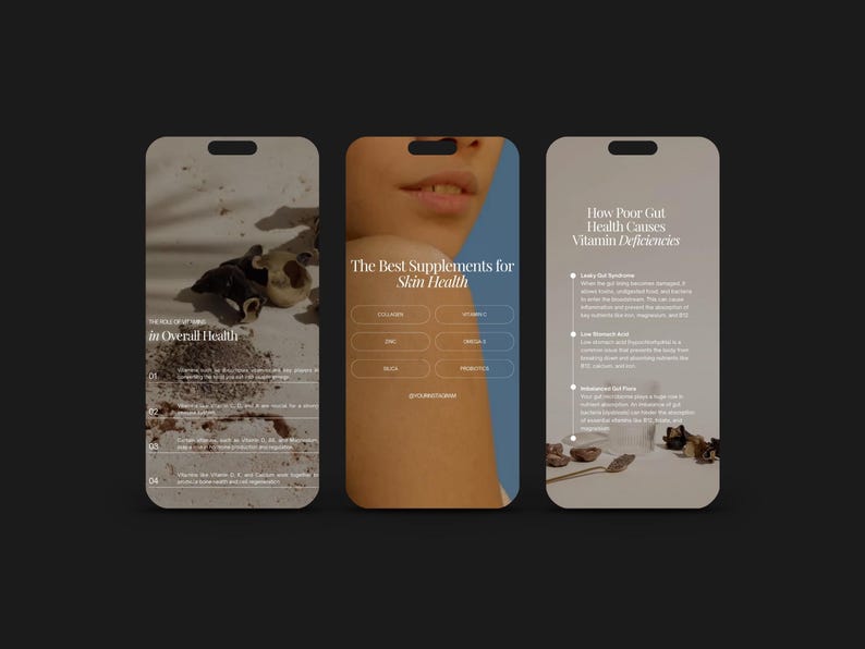 Supplements and Vitamins Instagram Templates, Functional Medicine Post, Health and Wellness Coaches, Nutritionist Social Media Stories