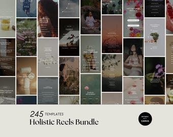 Holistic Wellbeing Reels Bundle, 245 Templates editable with Canva