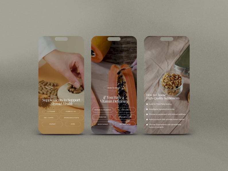 Supplements and Vitamins Instagram Templates, Functional Medicine Post, Health and Wellness Coaches, Nutritionist Social Media Stories