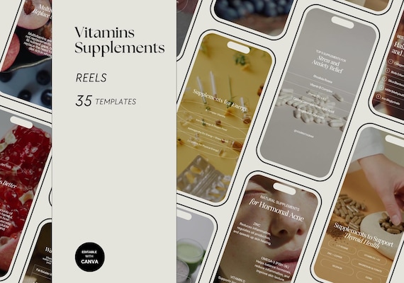 Supplements and Vitamins Instagram Templates, Functional Medicine Post, Health and Wellness Coaches, Nutritionist Social Media Stories