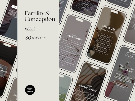 Fertility Instagram Reels Template: Hormonal Health Coaching (Canva, 30 Posts)