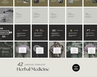 Herbal Medicine Instagram Carousel Templates: Health & Wellness (Canva)