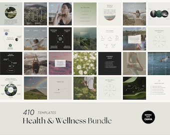 Wellness Coach Instagram Templates: Social Media Bundle (Canva)