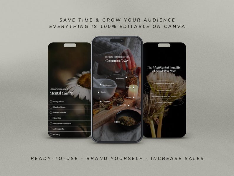 Herbalist Instagram Template, Herbal Medicine Reels, Naturopath Social Media, Post, Plant Herbalist Business, Functional Medicine Templates