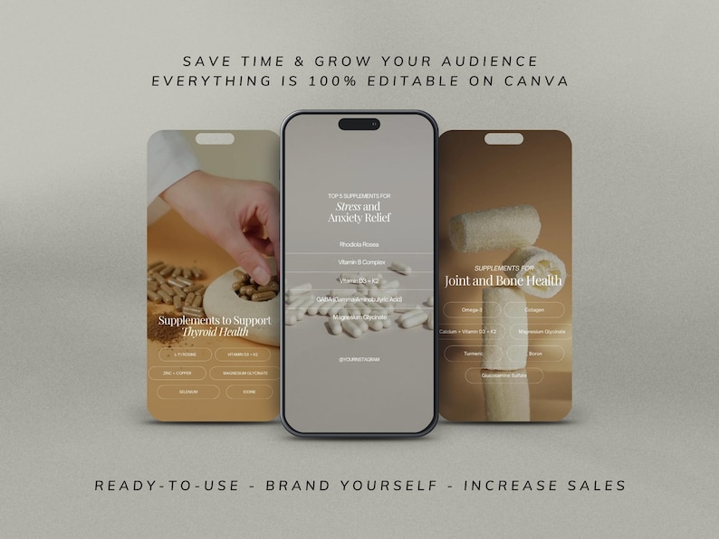 Supplements and Vitamins Instagram Templates, Functional Medicine Post, Health and Wellness Coaches, Nutritionist Social Media Stories