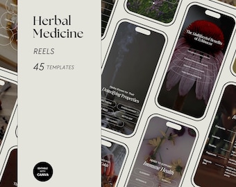 Herbal Medicine Instagram Reels: Naturopath Social Media Templates (Canva Editable)