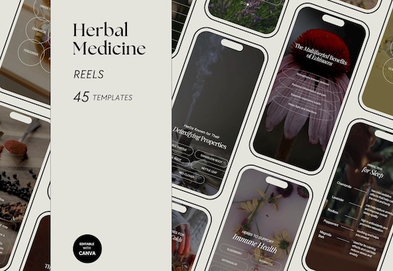 Herbal Medicine Instagram Reels: Naturopath Social Media Templates (Canva Editable)