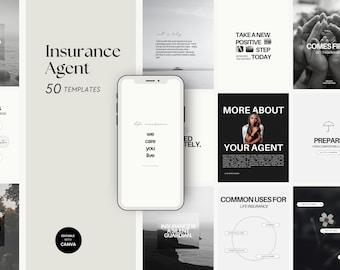 Life Insurance Instagram Templates, Broker Marketing Post Branding Kit editable with Canva