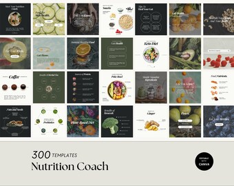Nutrition Coach Instagram Templates: Social Media Bundle (Canva)