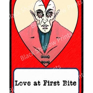 Valentines Horror Greeting Card Retro Nosferatu Love At First Bite