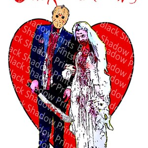 Wedding Horror Card - Jason and Zombie Bride Congratulations