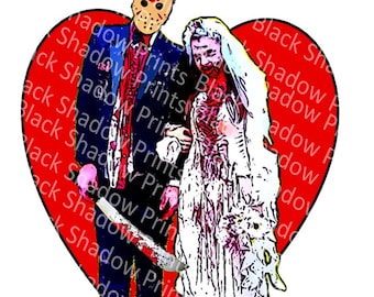 Wedding Horror Card - Jason and Zombie Bride Congratulations