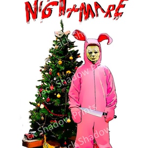 Christmas Horror Greeting Card Michael Myers Pink Nightmare