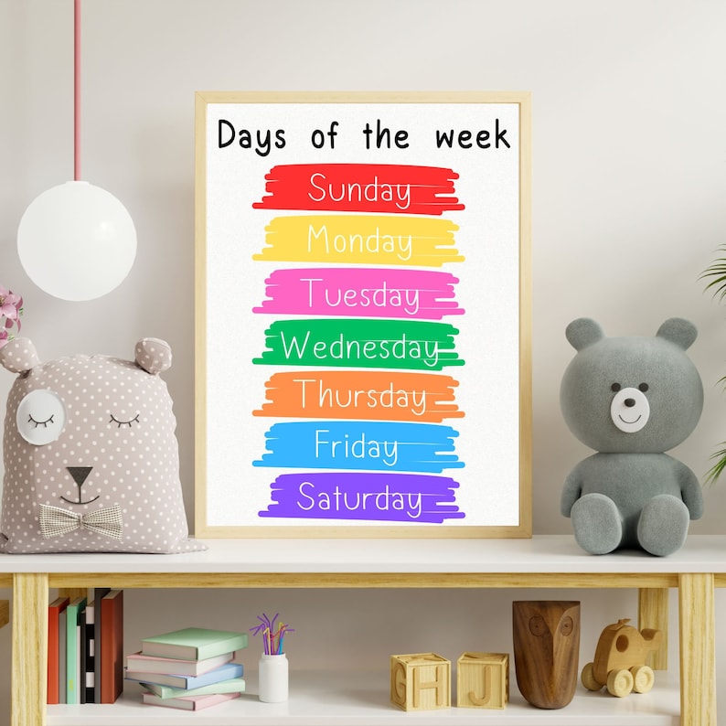 Days of the Week Printable, Educational Posters, Kindergarten Poster ...