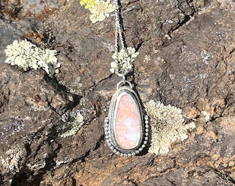 Cotton Candy Agate Sterling Silver Pendant Necklace: Handcrafted Artisan Design