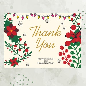 Thank You Christmas Card Template / Printable / Editable Packaging ...