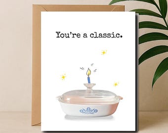 Blue Cornflower CorningWare Birthday Card!  Vintage, classic, antique, greeting card