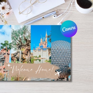 WDW Orlando Travel Agent Welcome Home Thank You Card, Theme Park Post Card, Editable Canva Template, Travel Planner image 2