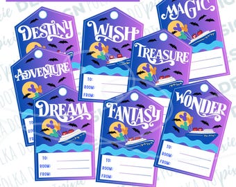 Halloween Disney Cruise Ship Gift Tag | DCL Fish Extender Tags | Downloadable PDF Fill In Tags | 8 Ships PRINTABLE Disney Cruise Gift Tags