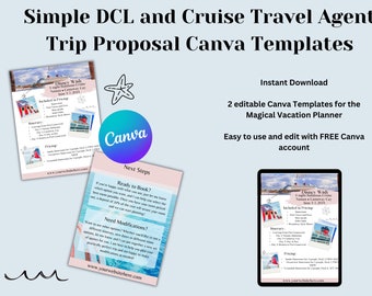 Travel Agent Cruise Vacation Trip Simple Proposal Canva Templates Editable Downloads