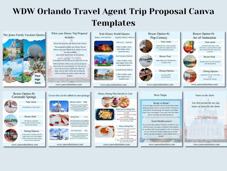 Travel Agent WDW Orlando Theme Park Vacation Trip Proposal Canva Templates Editable Downloads image 2