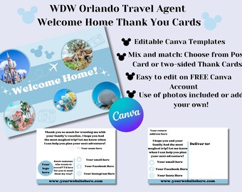 Tarjeta de agradecimiento para el parque temático de Orlando: Plantilla de Canva para agentes de viajes (digital)