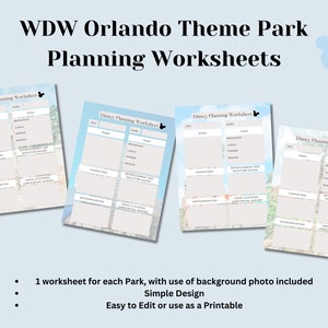 WDW Orlando Theme Park Vacation Planning Worksheet Travel Agent Canva Templates Editable Printable Downloads image 2