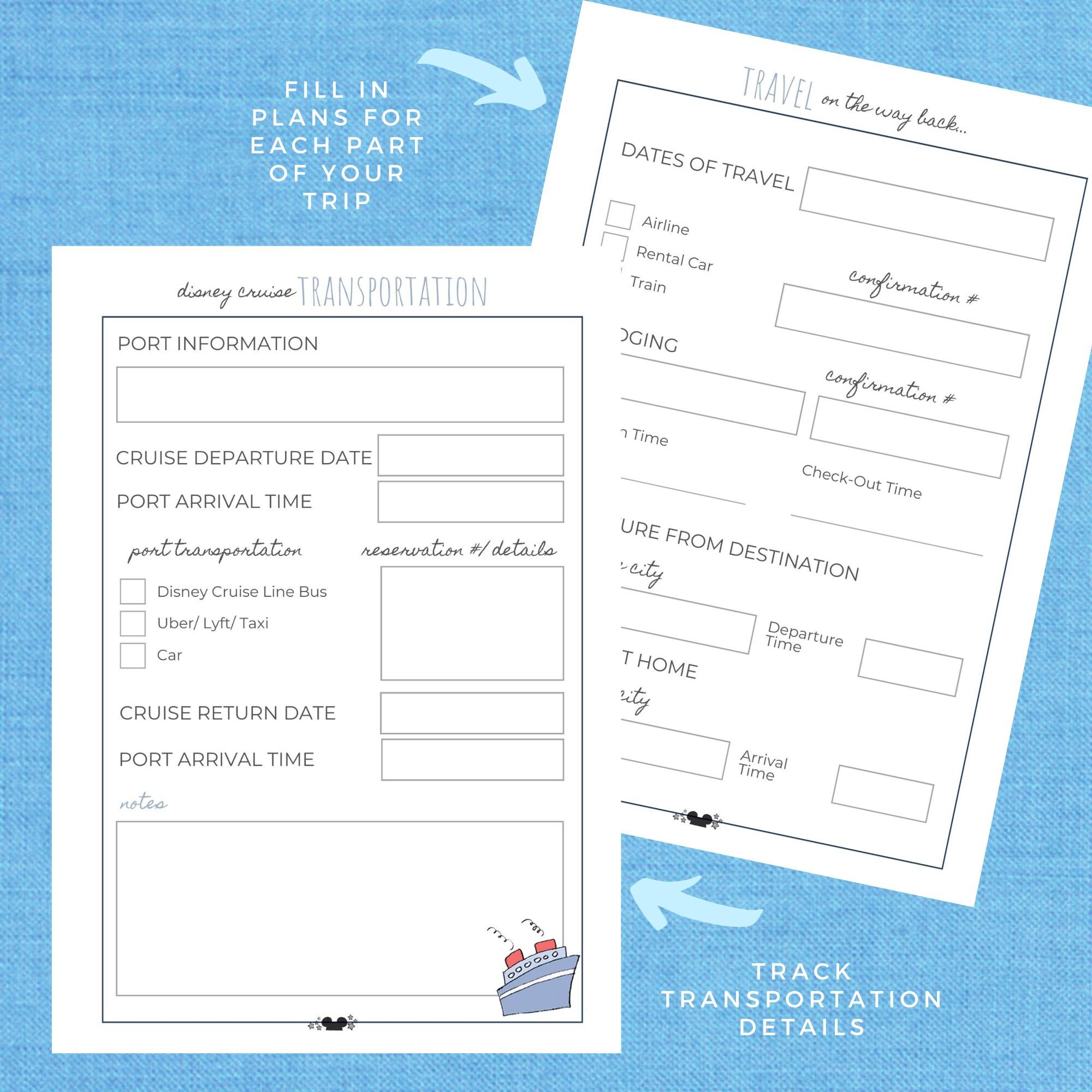 PLANNER Cruise Vacation Planning Worksheets Fill in Printable | 60 ...
