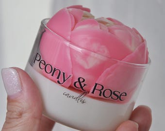 Mini candela a forma di fiore di peonia, candela profumata in cera di soia, regalo per la casa