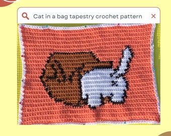 Cat in a Bag Tapestry Crochet Pattern- Crochet Tapestry- PDF CROCHET PATTERN