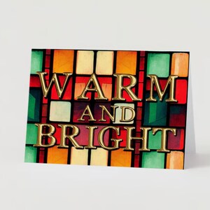 Quente e brilhante: cartões de Natal em branco com vitral. Pacote com 10.