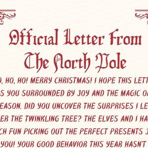 Carta de Papá Noel para la mañana de Navidad