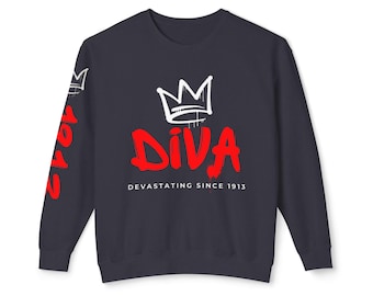 Sorority Inspired Crimson & Cream Diva Crown Sweatshirt (Vintage Black/Ash Black)
